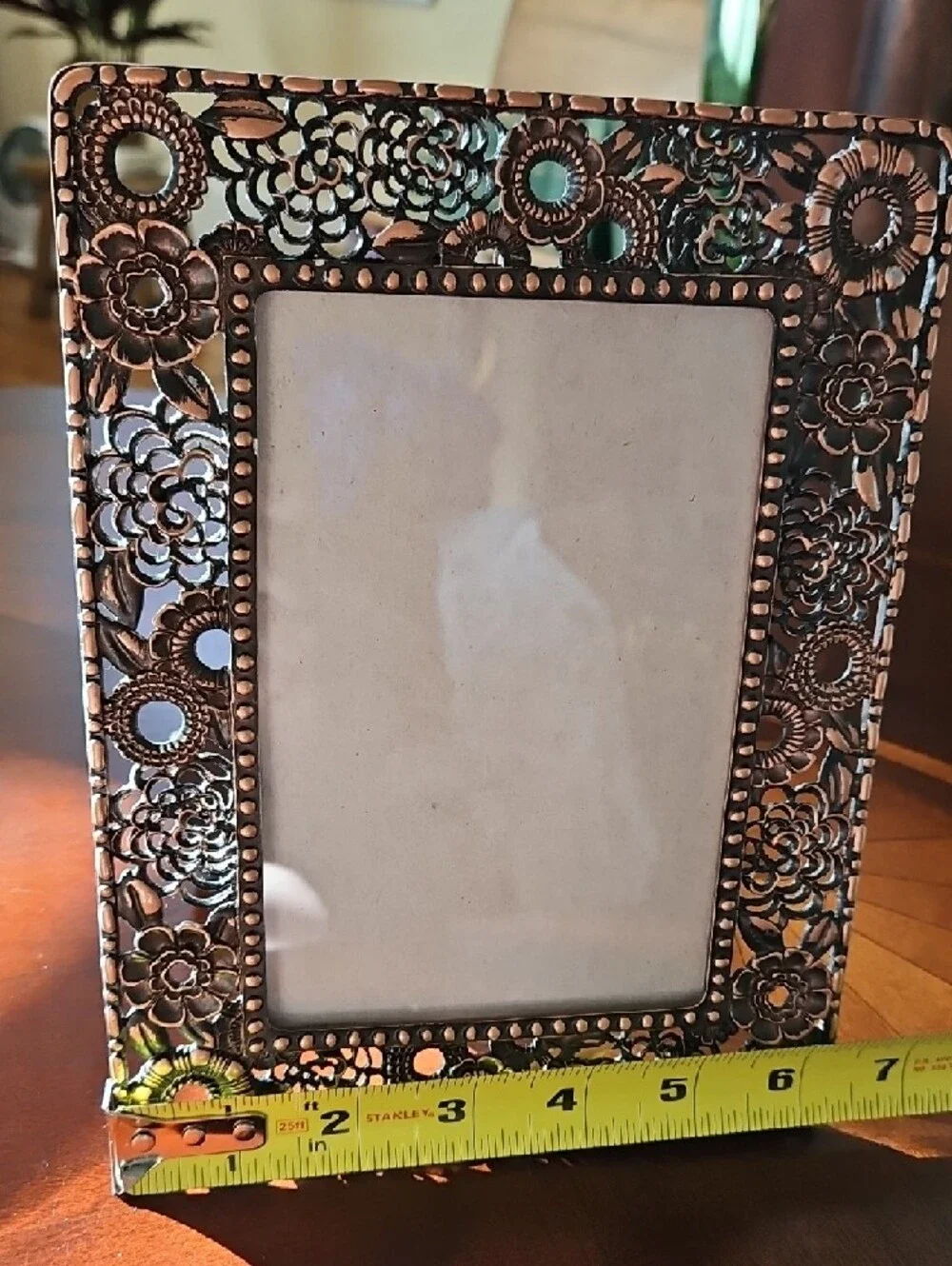 Ornate Floral Metal Picture Frame in Antiqued Copper